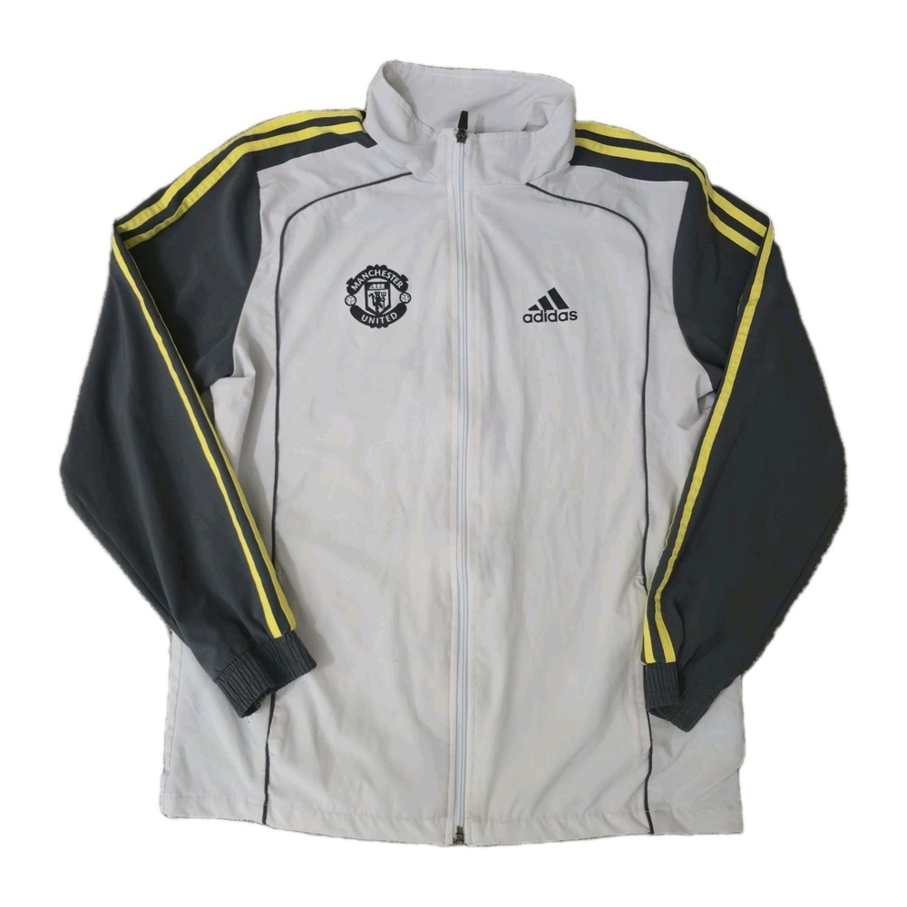 Manchester United Jacket Size XL White Training Tracksuit Adidas Soccer Football